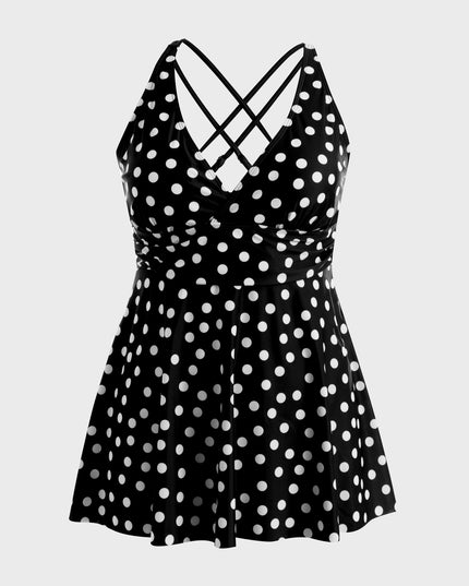 Midsize Throwback Polka Dots One-Piece Swim Dress