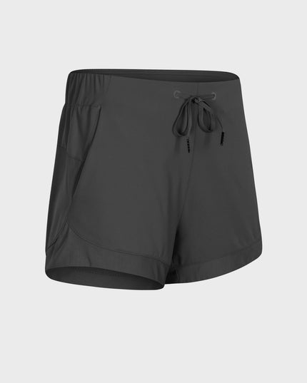 Pantalones cortos deportivos de entrenamiento de tamaño mediano, respetuosos con la piel, con cordón y bolsillos 