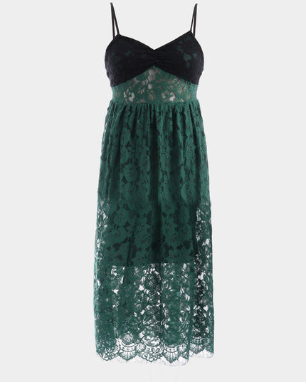 Midsize Lacey Sheer  Color-Block Maxi Dress