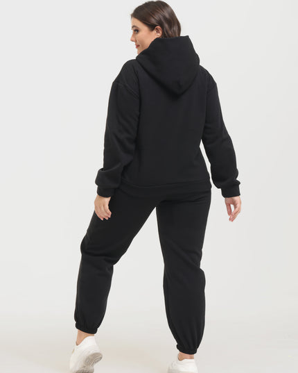 Midsize Casual Fashion Fleece Hoodie 2-Piece Set