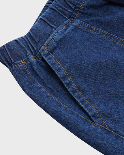 Pantalones cortos de mezclilla de cintura alta con flecos divertidos de tamaño mediano 