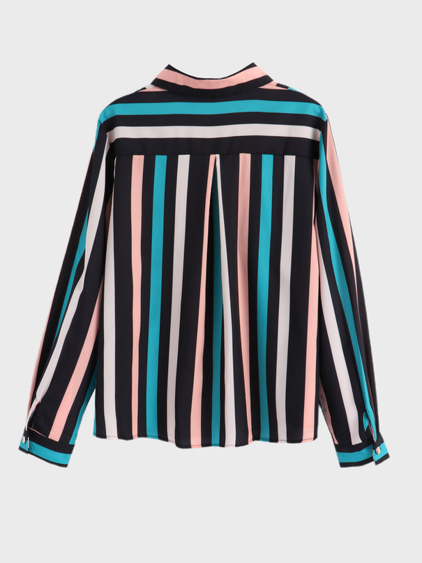 Midsize Striped Print Long Sleeve Shirt