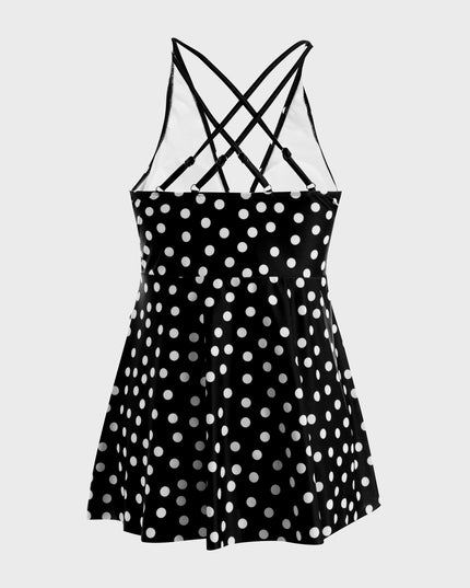 Midsize Throwback Polka Dots One-Piece Swim Dress