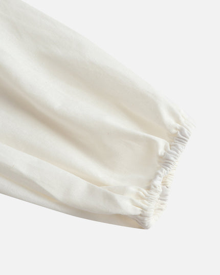 Gartered Sleeve Blouse and Flowy Shorts Set (White)