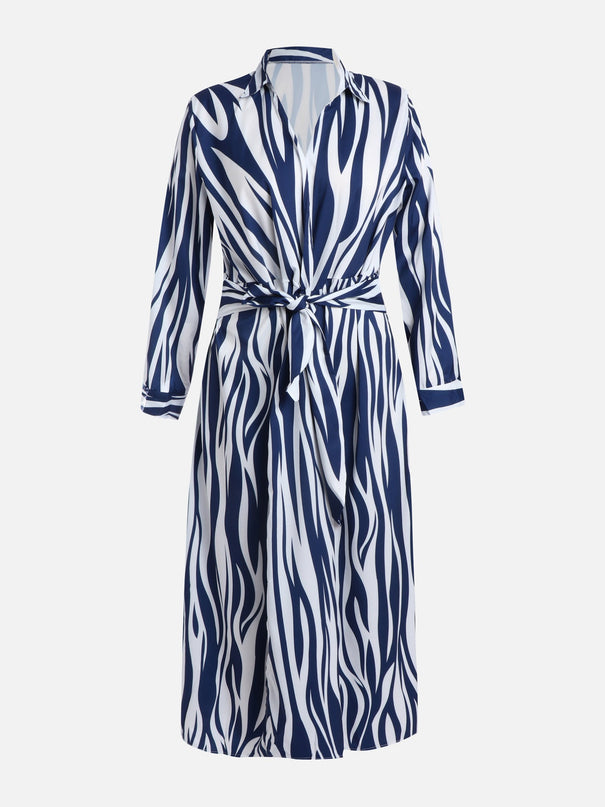 Yale Blue Zebra Printed Wrap Dress