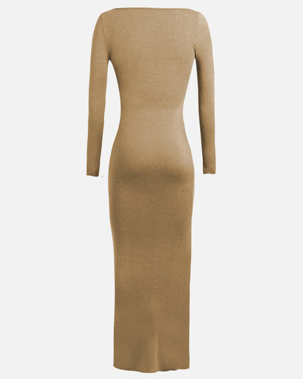 Vintage Long Sleeve Bodycon Dress