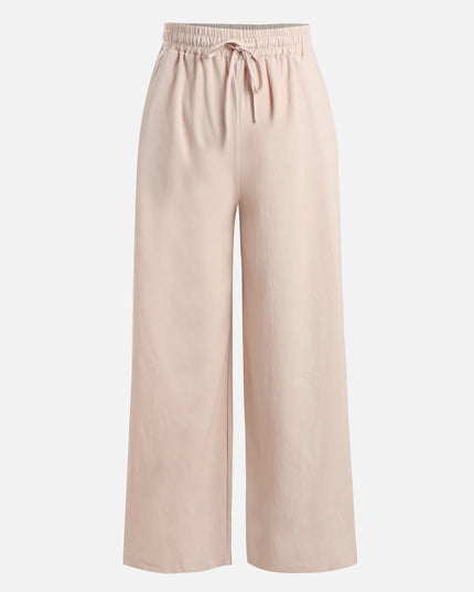 Conjunto de top drapeado rosa y pantalón ancho