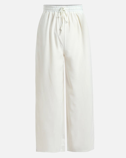 Conjunto de pantalón ancho y top drapeado blanco