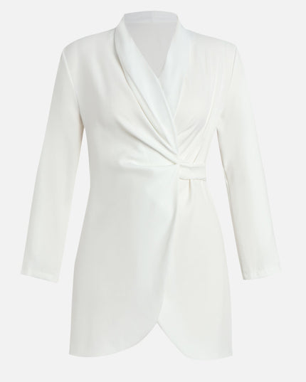 Vestido blazer drapeado blanco