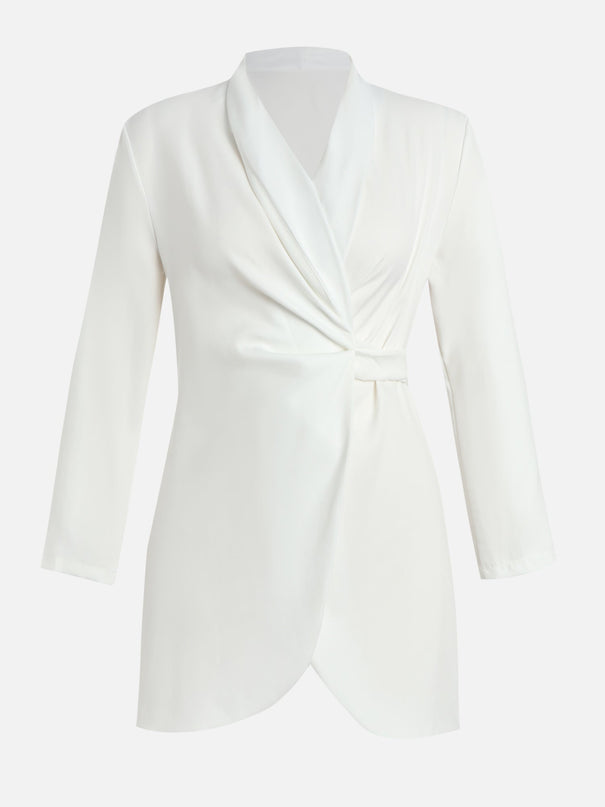 Vestido blazer drapeado blanco