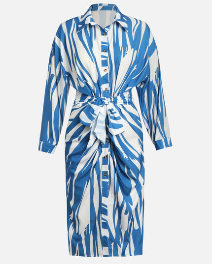 Cal Blue Zebra Printed Midi Dress