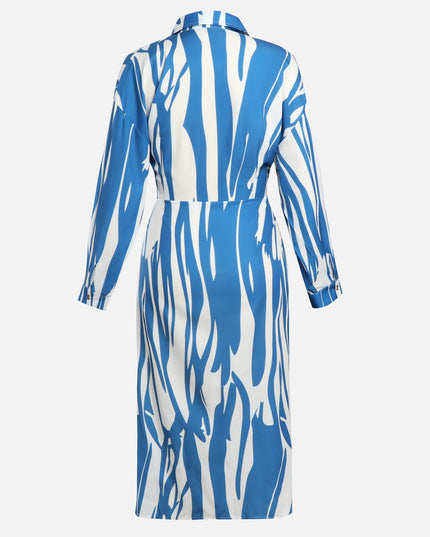 Cal Blue Zebra Printed Midi Dress