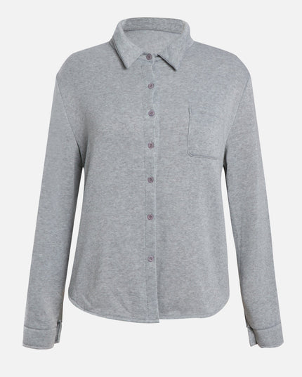 Cozy Gray Buttoned Sweatshirt Tracksuit