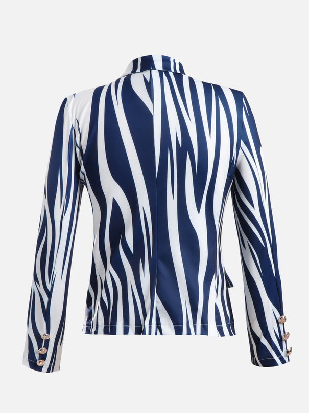 Cal Blue Zebra Printed Blazer