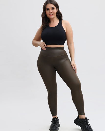 Midsize Stamped Nude High-Waisted Sports Yoga Leggings