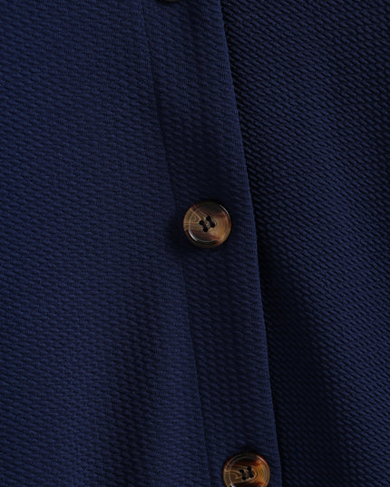 Vestido tipo chaqueta informal estilo azul marino de tamaño mediano 