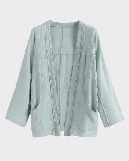 Midsize Laid-Back Open-Front Fray Shirt