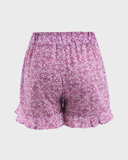 Midsize Summer Floral Print Chiffon Shorts