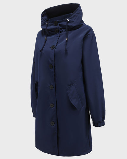 Midsize Casual Waterproof Long Hooded Windbreaker Midi Jacket