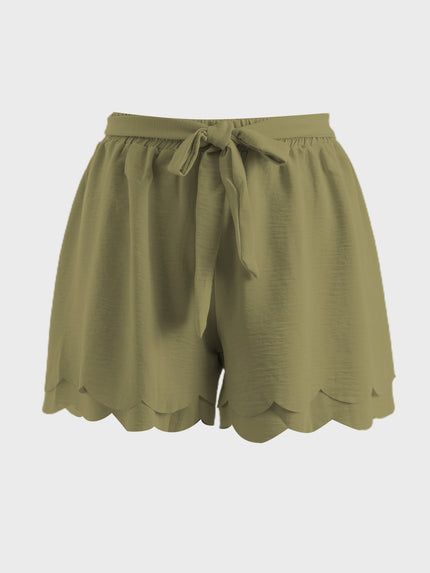 Shorts medianos con cordones y capas de pétalos 