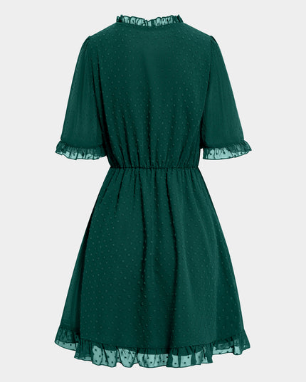 Midsize Vigorous Ruffle Trim Mini Dress