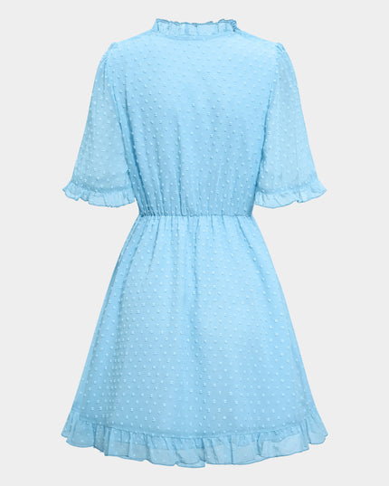 Midsize Vigorous Ruffle Trim Mini Dress