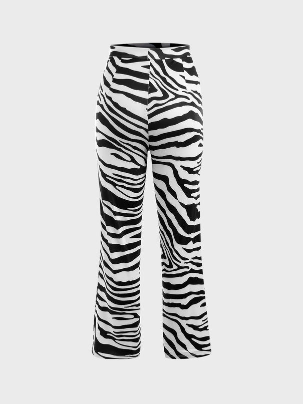 Pantalones medianos con estampado de cebra y personalidad popping 