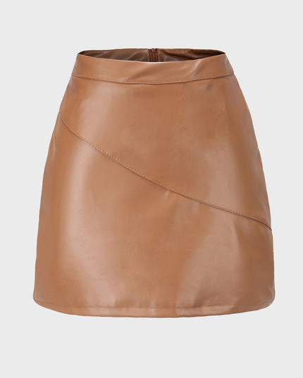 Falda de cuero de cintura alta Simplicity de tamaño mediano 