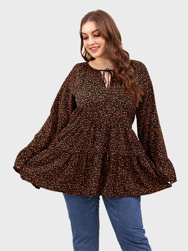 Midsize Ditsy Floral Flare Sleeve Blouse