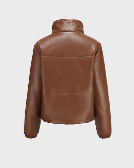 Midsize Warm Thickened Short Leather Jacket