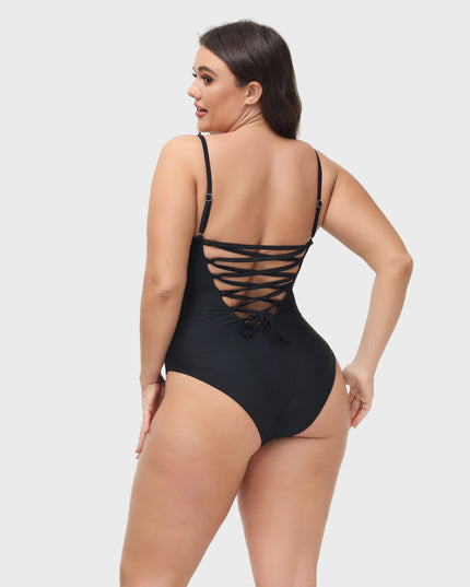 Sexy Back Lace-up Swim Bodysuit
