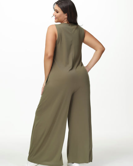 Casual Wide Leg Jumpsuit with Pockets
