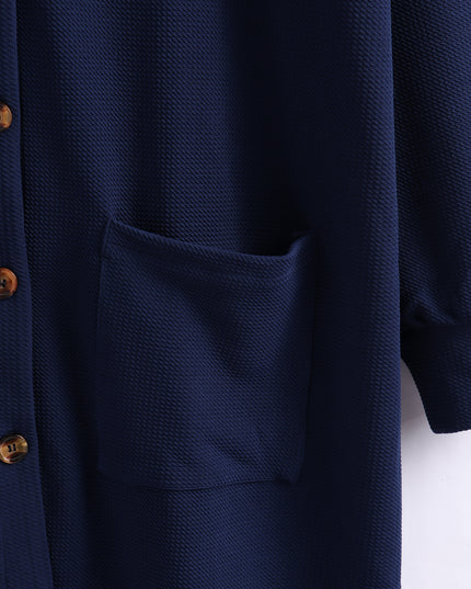 Vestido tipo chaqueta informal estilo azul marino de tamaño mediano 