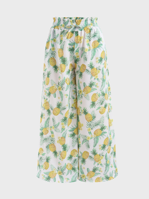 Pantalones anchos florales fascinantes de tamaño mediano 
