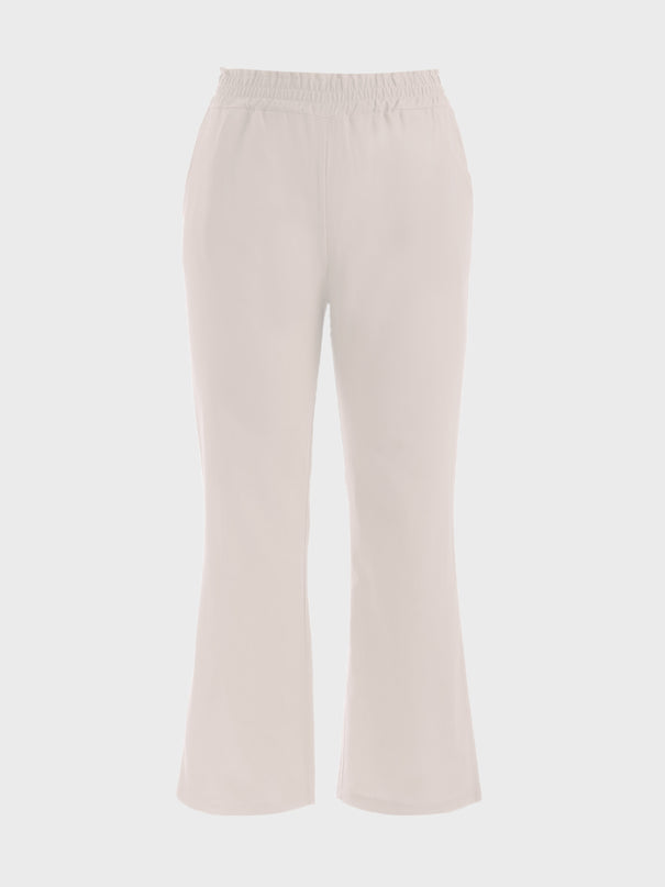Pantalones de lino fruncidos simples de tamaño mediano 
