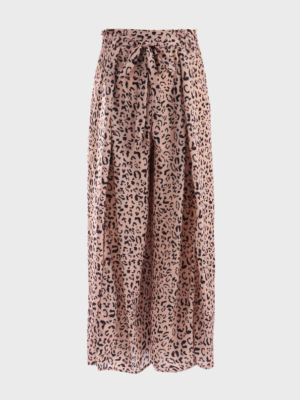 Pantalones divididos con estampado de leopardo de tamaño mediano 