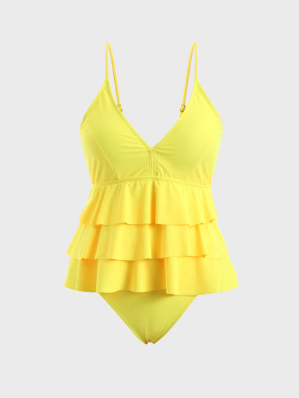 Midsize Great-Hearted Ruffle Tiered One-Piece Swimsuit